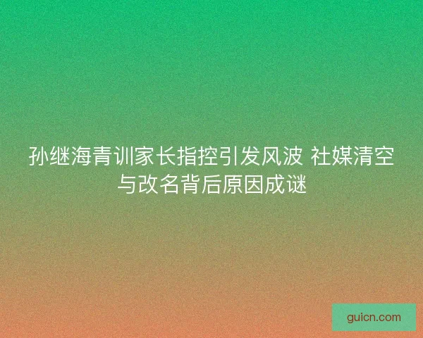 孙继海青训家长指控引发风波 社媒清空与改名背后原因成谜